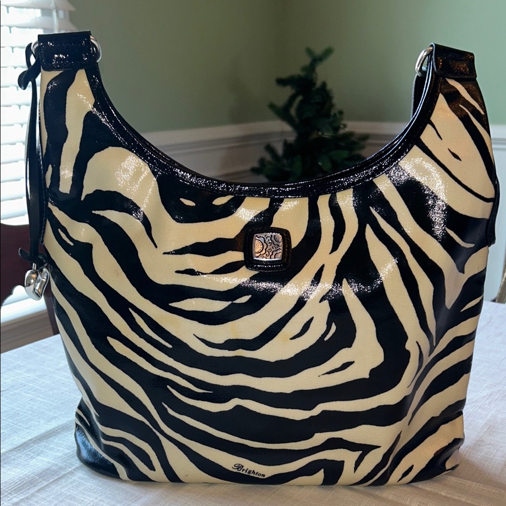 Brighton Zebra Hobo Bag - Black and White